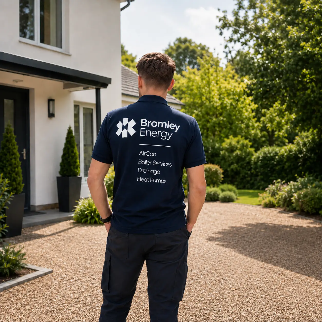 Bromley engineer outside a customer house in Bromley